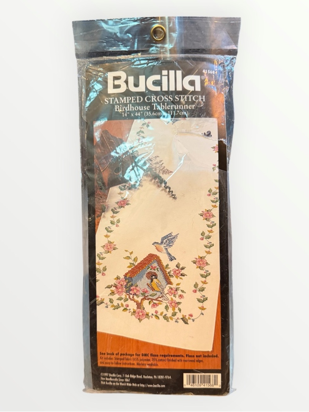 Bucilla Stamped Cross Stitch Fabric Birdhouse Table Runner- No Floss- #41568 - Picture 1 of 5